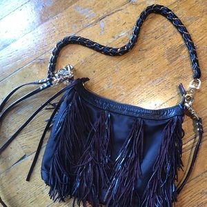 MZ Wallace Fringe Hobo Burgandy Leather